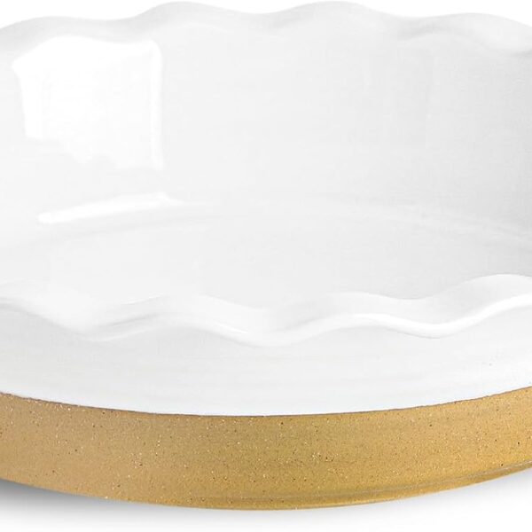 9-Inch Ceramic Pie Pan – White Round Dish for Quiche, Tart, and Cake, Oven & Microwave Safe