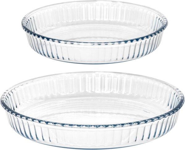 Set of 2 Heat-Resistant Glass Pie & Cake Dishes
