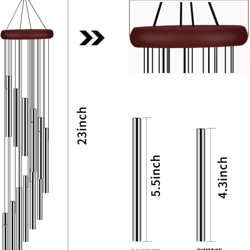 2-Pack Sympathy Wind Chimes for Outdoors – Memorial Aluminum Alloy Tubes & Hook