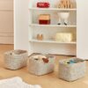 Set of 3 Small Cotton Rope Storage Baskets (11"x7"x7"), Woven Bins for Toys, Towels & Home Decor (Beige) - Image 2
