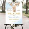 Personalized Bear Balloon Baby Shower Welcome Sign – Blue & Brown for Party Yard Decor - Image 2