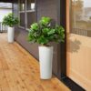 2-Pack 4.2FT Artificial Fiddle Leaf Fig Trees with Galvanized White Planters, Realistic Faux Silk Plants for Home & Office Decor - Image 2