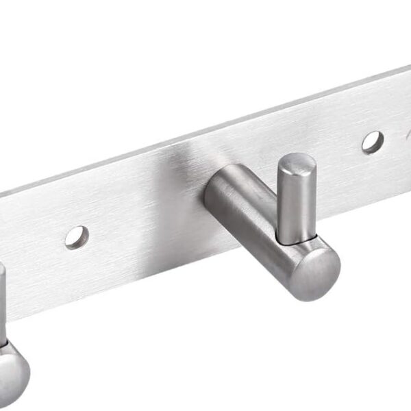 Wall-Mounted Key Holder Rack – 3 Hooks, Brushed Nickel (304 Stainless Steel, 7.9-Inch)