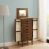 7-Drawer Wooden Jewelry Armoire with Flip Top (Brown) - Image 6