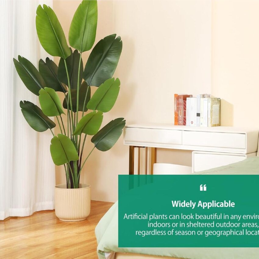 2-Pack 6ft Artificial Bird of Paradise with Woven Basket & Detachable Trunks