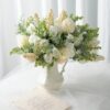 3Pcs White Rose & Eucalyptus Artificial Flower Bouquets for Decor - Image 4