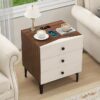 Set of 2 Nightstands with 3 Drawers and Charging Station – Modern Bedroom Furniture - Image 2