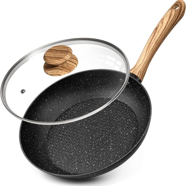 8-Inch Nonstick Frying Pan with Lid – Healthy Coating, Stay-Cool Handle, Induction Compatible