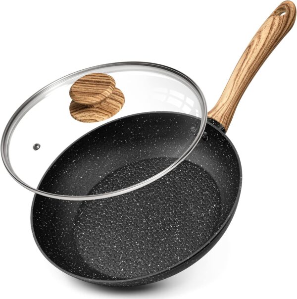 8-Inch Nonstick Frying Pan with Lid – Healthy Coating, Stay-Cool Handle, Induction Compatible