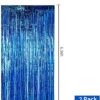 2-Pack Blue Tinsel Door Curtains – Foil Fringe Party Backdrop (3.3ft x 6.6ft) - Image 2