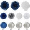 2025 Graduation Party Decor – 21pcs Navy/Silver Congrats Set with Banner, Tassels & Pom Poms - Image 3