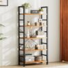 Sweetcrispy 5-Tier Tall Bookshelf – Rustic Brown Industrial Storage Organizer for Home & Office - Image 5