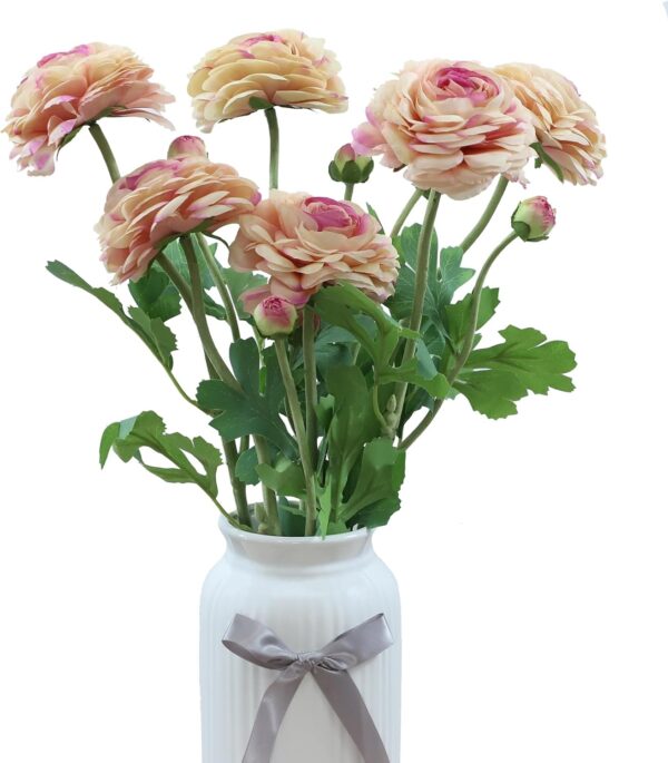 "6-Piece Dark Pink Silk Ranunculus Bouquet – Home & Office Decor"