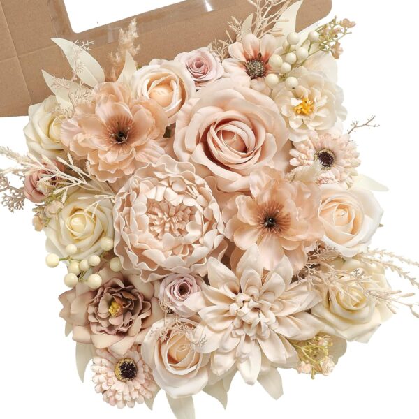 "Nude Artificial Flowers Box Set – DIY Bridal Bouquets, Wedding & Party Decor"