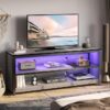 Gaming TV Stand for 50-60" TVs – LED Media Console with Adjustable Shelves & Metal Frame (Gray) - Image 2