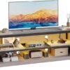 Gaming TV Stand for 50-60" TVs – LED Media Console with Adjustable Shelves & Metal Frame (Gray) - Image 3