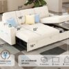 84" Pull-Out Couch – Tufted L-Shaped Sofa Bed with USB Sockets, Cup Holders & Storage (Boucle White) - Image 3
