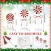 3-Piece Wooden Christmas Candy Decor Set, Rustic Red Tiered Tray Decorations for Home Tables - Image 4