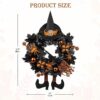 20" Halloween Tinsel Wreath with Witch Hat, Legs & Pumpkin for Front Door & Fall Decor - Image 4