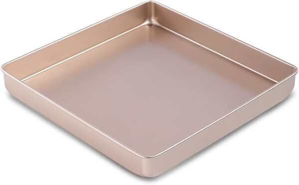 11x11" Square Non-Stick Baking Pan – Carbon Steel for Cake, Meat, and Pastries (Gold)