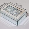 Luxury Silver Crushed Diamond Mirrored Jewelry Box Organizer for Women - Image 4