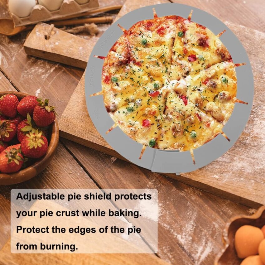 Adjustable Silicone Pie Crust Shield – BPA-Free Protector for 8-11.5" Pies (Halloween/Christmas)
