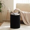 58L Woven Rope Laundry Basket, Tall Hamper for Blankets, Clothes & Nursery Storage (Black) - Image 4