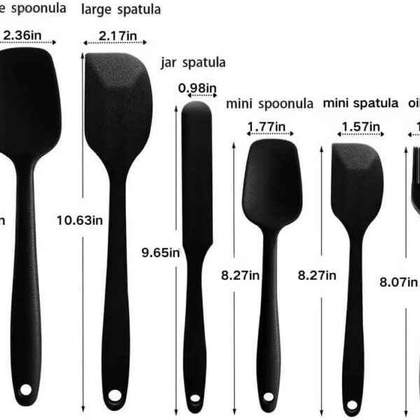 6-Piece Silicone Spatula Set – Heat-Resistant Pastry Scrapers & Brushes (Black)