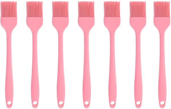 7-Piece Silicone Basting Brush Set – BBQ, Pastry & Cooking Brushes (Pink)