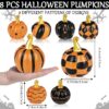 Set of 8 Thanksgiving Fall Ceramic Pumpkins, Black & Orange, 2 Sizes for Indoor Home Decor - Image 3