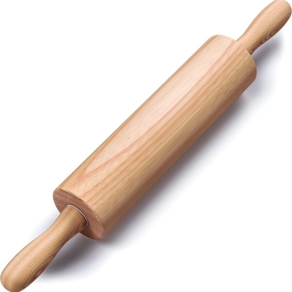 17.6" Wooden Rolling Pin – Long Dough Roller for Baking