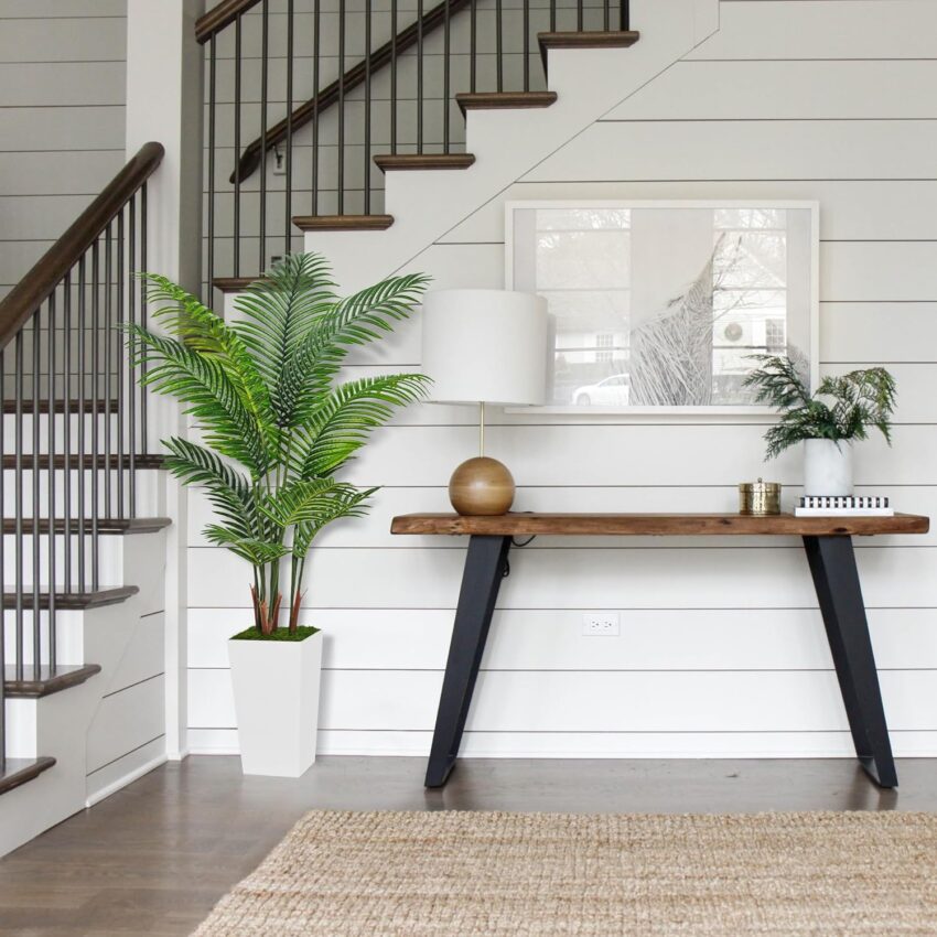 5ft Artificial Palm Tree with White Planter for Home/Office Decor
