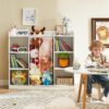 Toddler Stuffed Animal & Toy Storage Organizer with 8 Cubbies (White) - Image 3