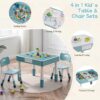 "4-in-1 Kids Table & 2 Chairs Set – Activity Table for Ages 3-10 (Grayish Blue)" - Image 2