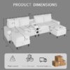 4-Seat Sectional Sofa with Smart Features – Bluetooth Speaker, RGB Light, Charging Station, Storage Ottoman (White) - Image 4