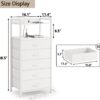 Furnulem White Nightstand with 5 Drawers, LED Light & Charging Station - Image 5