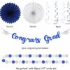 2025 Graduation Party Decor – 21pcs Navy/Silver Congrats Set with Banner, Tassels & Pom Poms - Image 2
