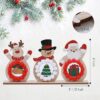 Set of 3 Rustic Wooden Christmas Table Decorations with Santa, Reindeer & Snowman (Pom Poms) - Image 4