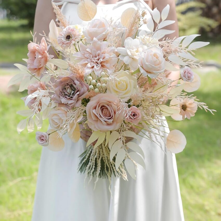 "Nude Artificial Flowers Box Set – DIY Bridal Bouquets, Wedding & Party Decor"