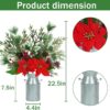"Christmas Table Centerpiece – Poinsettia, Berries & Pinecones in Vase for Holiday Home Decor" - Image 2