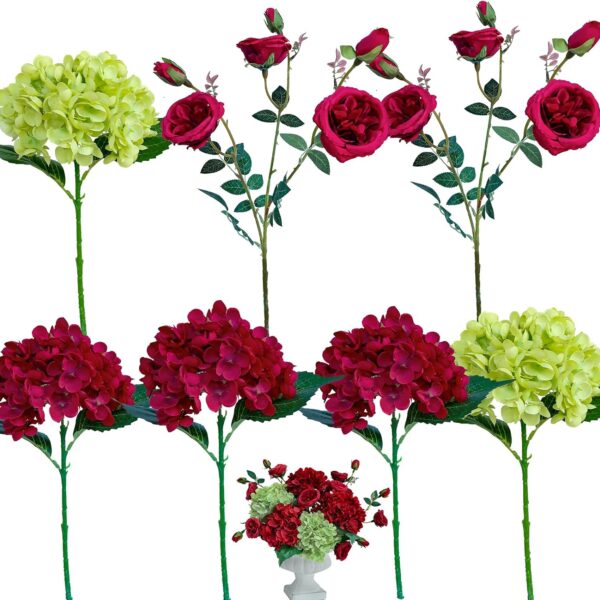 Premium Artificial Silk Flower Bouquets with Hydrangeas & Roses for Home & Wedding Decor