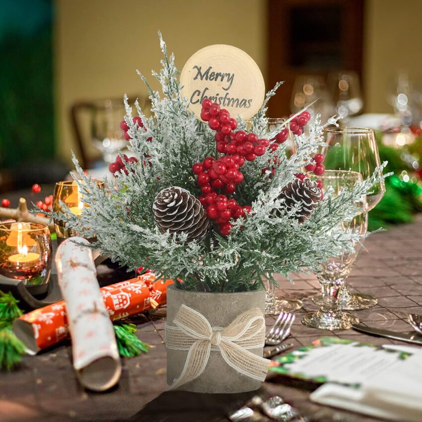 "2PCS Mini Christmas Trees – 9" Tabletop Artificial Trees for Holiday & Wedding Decor (Red/Green)"