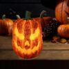 Flickering Halloween Pumpkin LED Candle, Battery-Operated with Timer for Indoor Party Decor - Image 3