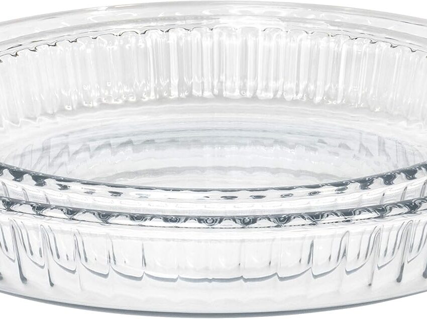 Set of 2 Heat-Resistant Glass Pie & Cake Dishes