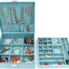 Two-Layer Jewelry Box Organizer with Lock (Blue) - Image 3