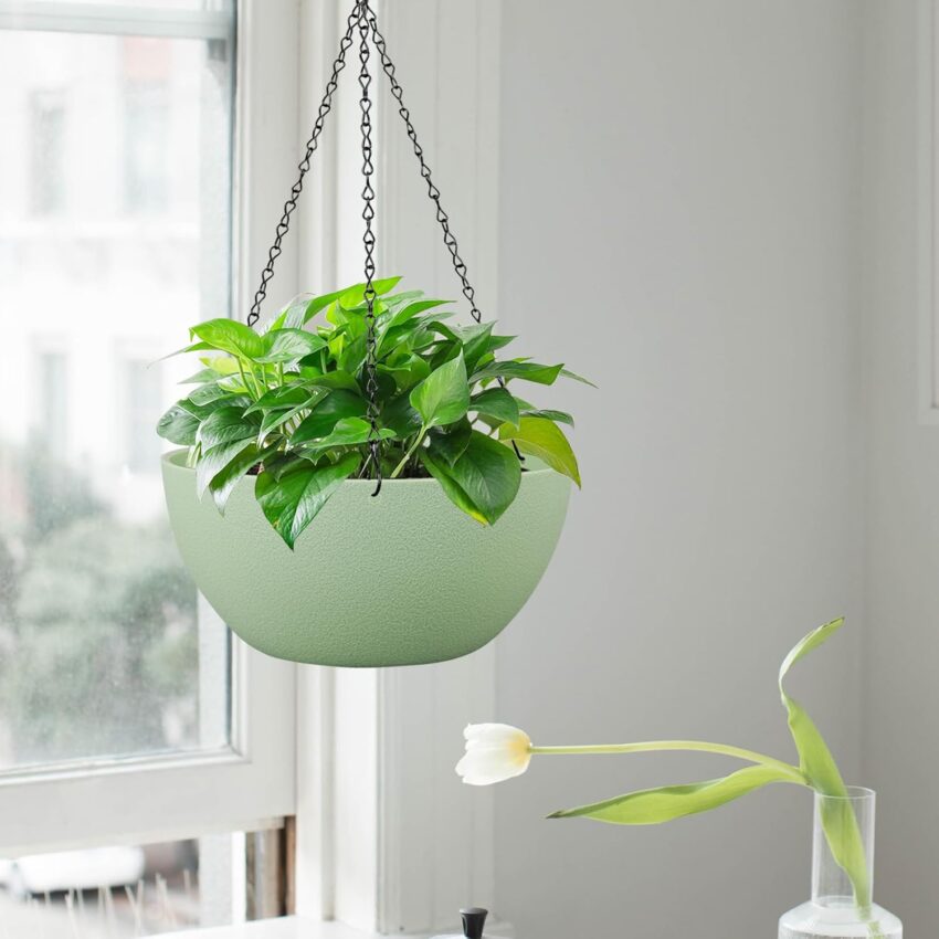 10" Hanging Planters with Drainage & Chain, 2-Pack