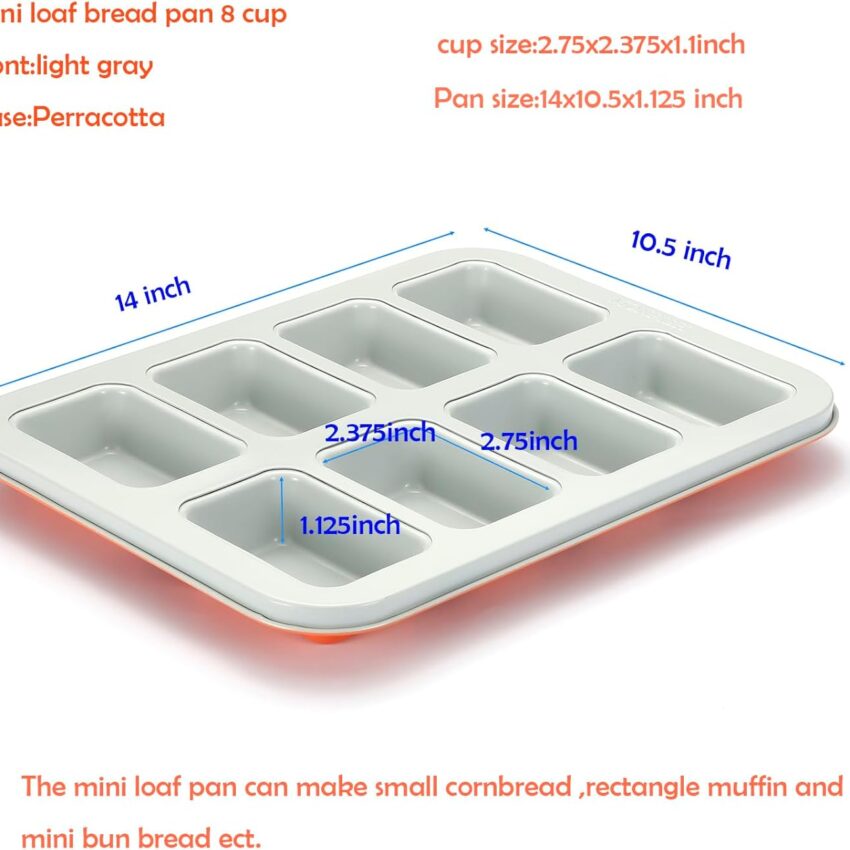 Mini Loaf Pan 8-Cavity – Non-Stick Carbon Steel Financier Mold with Terracotta Base