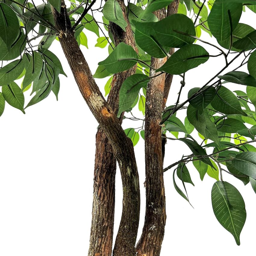 6.5ft Handmade 3-Tier Ficus Tree with Real Wood Trunks