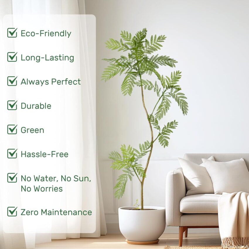 5.7ft Faux Jacaranda Tree with Lifelike Green Leaves