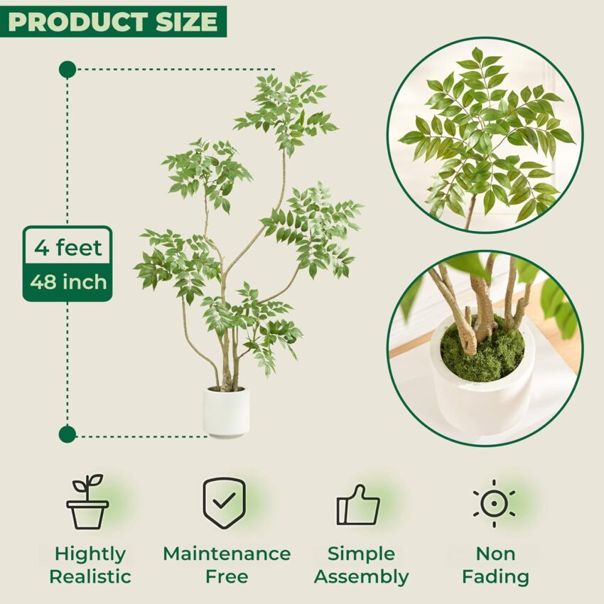 4ft Artificial Sumac Tree in White Pot for Indoor/Outdoor Decor Let me know if that works!